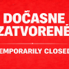 Dočasne zatvorené